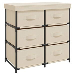 vidaXL Opbergkast met 6 lades 55x29x55 cm staal cr&egrave;mekleurig