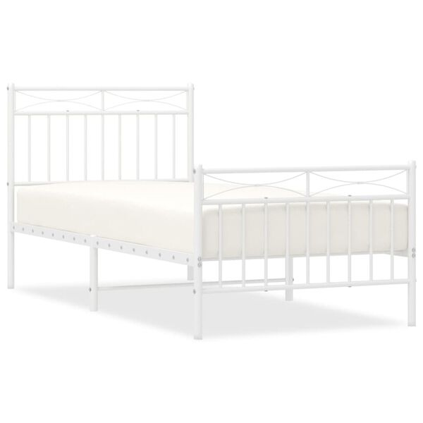 vidaXL Bedframe met hoofd- en voeteneinde metaal wit 90x200 cm