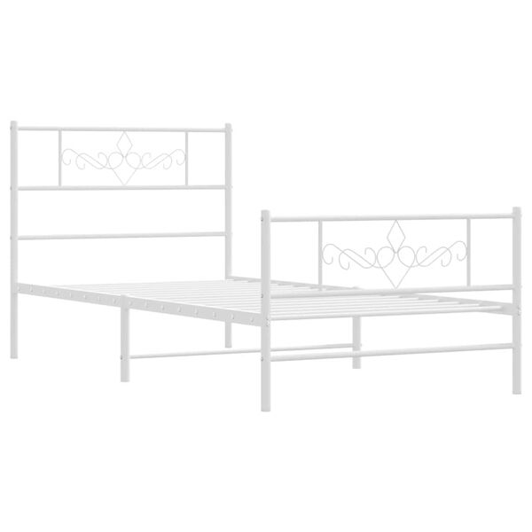 vidaXL Bedframe met hoofd- en voeteneinde metaal wit 100x200 cm