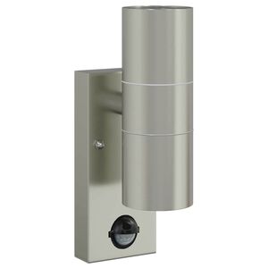 vidaXL Buiten Wandlamp Zilver 7 x 10 x 22 cm RVS en Glas