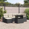 vidaXL Tuin Sofa Set met kussen met opslag 7 pcs Zwart en Cr&egrave;me