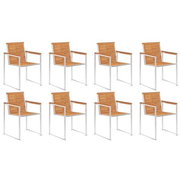 vidaXL Tuinstoelen 8 st met kussens massief acaciahout