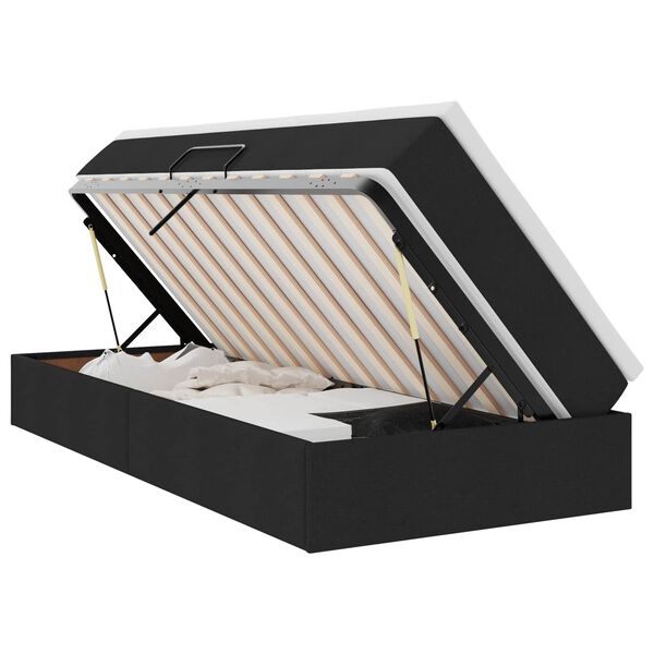 vidaXL Opslag bed met matras met matras Zwart 90 x 200 cm Polyester