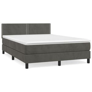 vidaXL Boxspring met matras fluweel donkergrijs 140x200 cm