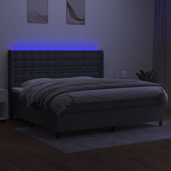vidaXL Boxspring met matras en LED stof donkergrijs 200x200 cm