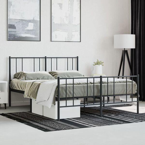 vidaXL Bedframe met hoofd- en voeteneinde metaal zwart 120x190 cm