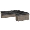 vidaXL 11-delige Loungeset met kussens poly rattan grijs