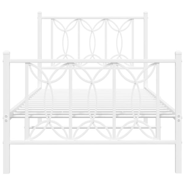 vidaXL Bedframe met hoofd- en voeteneinde metaal wit 90x190 cm