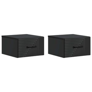vidaXL Wandbeugel Bedkast 2 pcs Zwart 34,5 x 33 x 20 cm Bewerkt hout