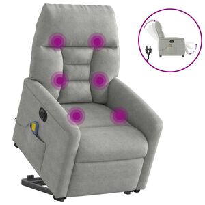 vidaXL Sta-op-massagestoel elektrisch microvezelstof lichtgrijs