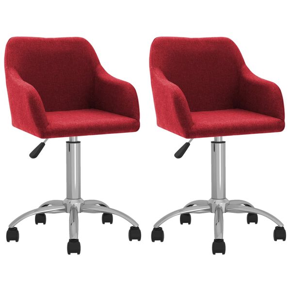 vidaXL Eetkamerstoelen draaibaar 2 st stof wijnrood