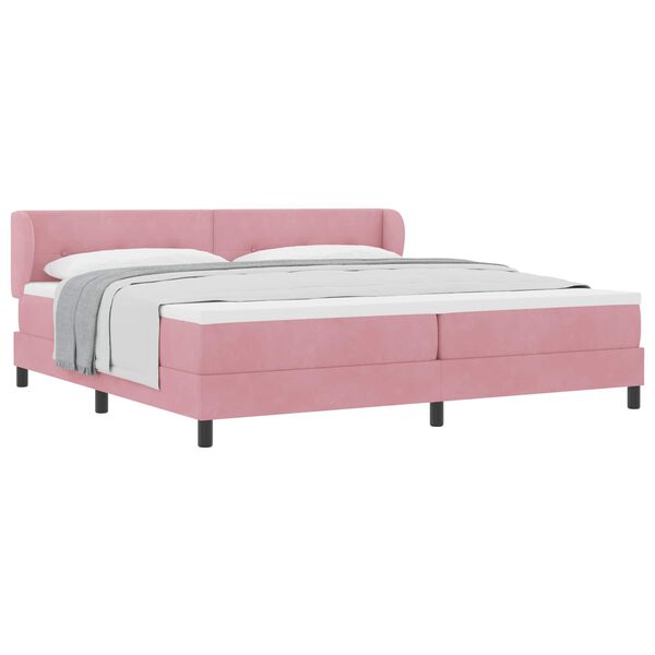 vidaXL Boxspringbed met matras Roze 200 x 200 cm Fluweel