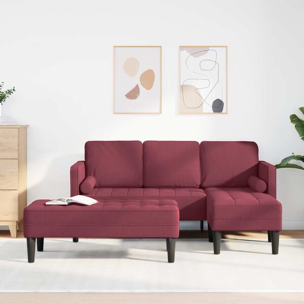 vidaXL Bankstel met kussen 2 pcs Wijnrood Polyester