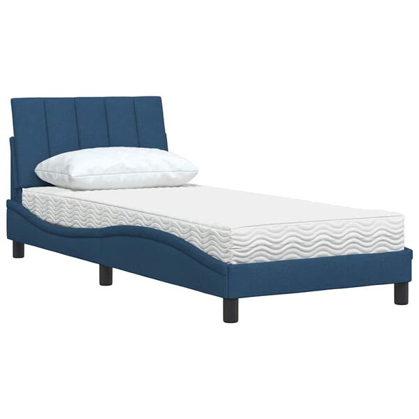vidaXL Bed met matras "Hanko" stof blauw 90x190 cm
