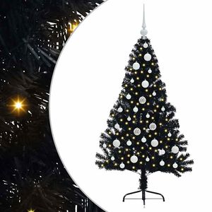 vidaXL Kunstmatig Voorverlicht Kerstboom met 150 LED Zwart 120 cm PVC