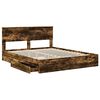 vidaXL Opslag bed met lade Gerookt eiken 160 x 200 cm Bewerkt hout