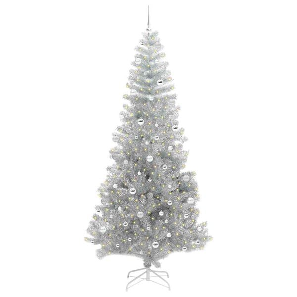 vidaXL Kerstboom met 300 LED met standaard Zilver 240 cm PET