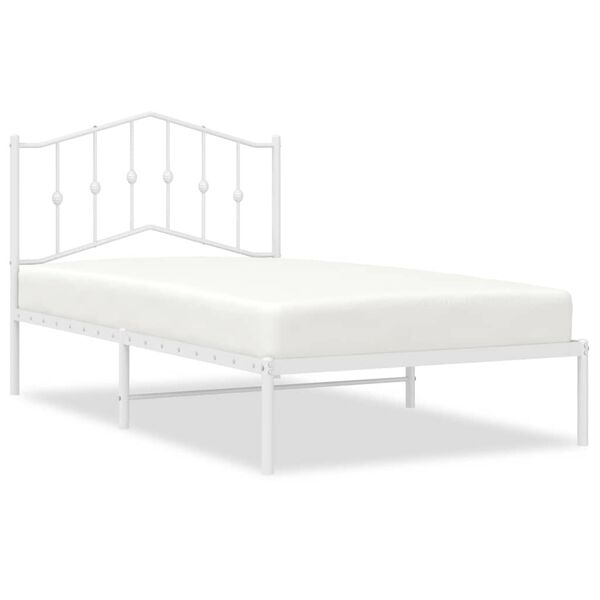 vidaXL Bedframe met hoofdbord metaal wit 100x190 cm