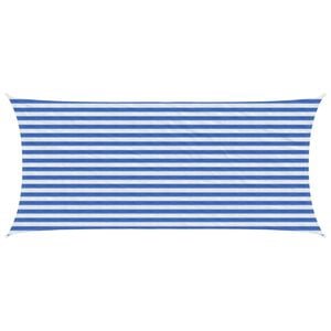 vidaXL Zonneschaduwzeil Blauw en Wit 2 x 5 m HDPE