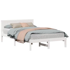 vidaXL Bedframe Wit 135 x 190 cm Massief grenenhout