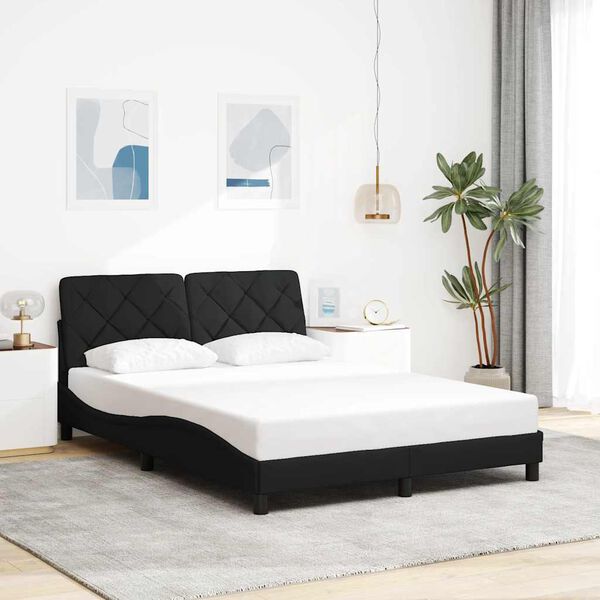 vidaXL Bedframe zonder matras stof zwart 140x190 cm