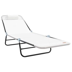 vidaXL Opvouwbare zonnebed Cr&egrave;me 182 x 55 x 85,5 cm Textileen