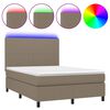 vidaXL Boxspring met matras en LED stof taupe 140x200 cm
