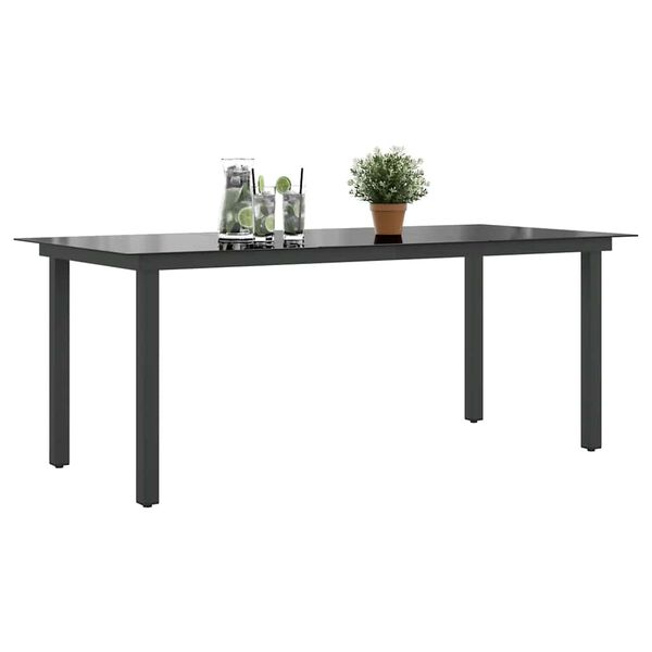vidaXL Tuintafel 190x90x74 cm aluminium en glas zwart