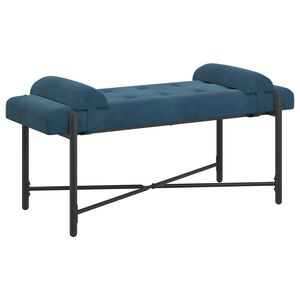 vidaXL Knop-gestept Bankje met Kussens Blauw 110 x 40 x 46 cm fluweel
