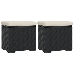 vidaXL Hockers met kussens 2 st 40x30x40 cm poly rattan zwart
