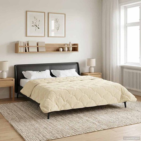 vidaXL Zomer Dekbed Cr&egrave;me 200 x 220 cm Microfiber en Teddy fleece