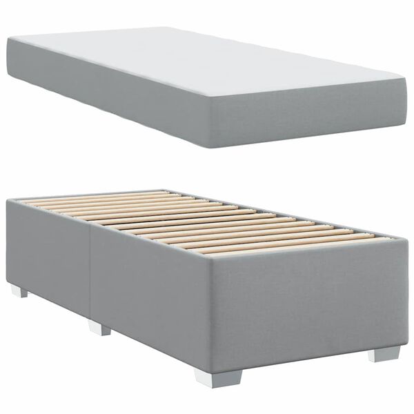 vidaXL Bedframe met matras Lichtgrijs 90 x 200 cm Stof