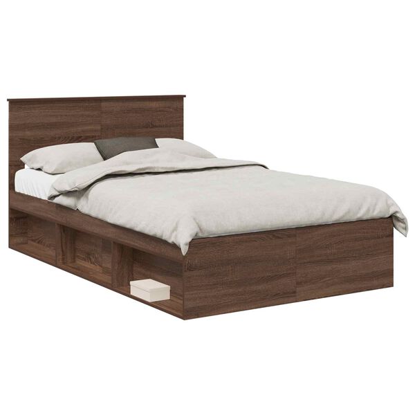 vidaXL Bedframe met hoofdeinde Bruin Eiken 120 x 190 cm Bewerkt hout