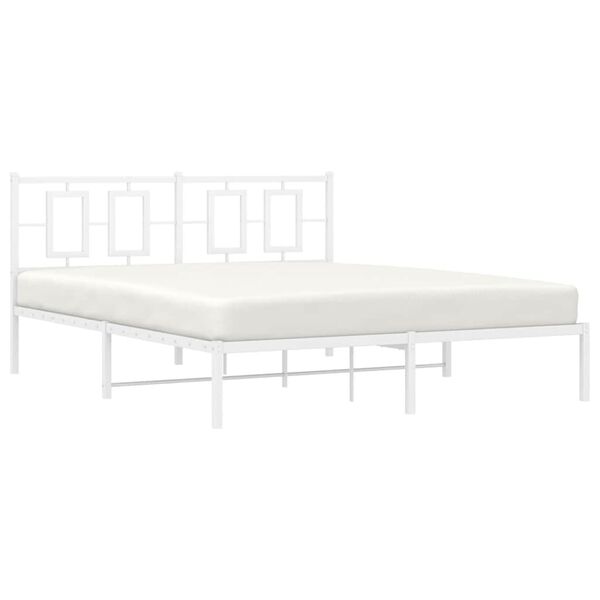 vidaXL Bedframe met hoofdbord metaal wit 150x200 cm