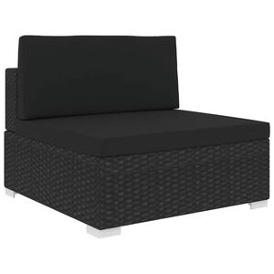 vidaXL Tuinstoel met kussens middensectie poly rattan zwart