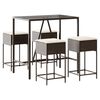 vidaXL 5-delige Tuinbarset met kussens poly rattan bruin