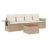 vidaXL 5-delige Loungeset met kussens poly rattan beige