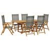vidaXL 7-delige Tuinset poly rattan en massief hout grijs
