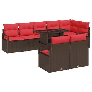 vidaXL Tuin Sofa Set 9 st 8-Aantal zitplaatsen Bruin en Rood