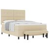 vidaXL Boxspringbed met matras met hoofdeinde Cr&egrave;me 140 x 190 cm Stof