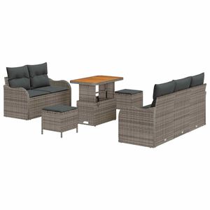 vidaXL Tuin Sofa Set 8 pcs Grijs poly rattan
