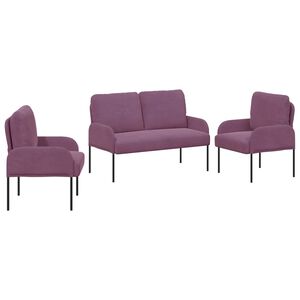 vidaXL Sofa-Sets met kussen 3 pcs Paars 115 x 56 x 80 cm Multiplex