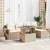 vidaXL 6-delige Loungeset met kussens poly rattan beige
