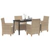vidaXL Tuin eettafelset 5 pcs Beige poly rattan