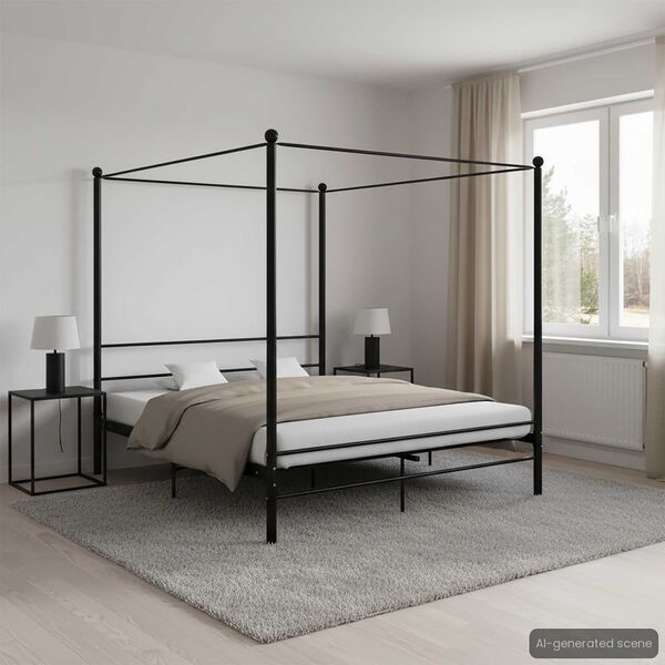 vidaXL Hemelbedframe metaal zwart 200x200 cm