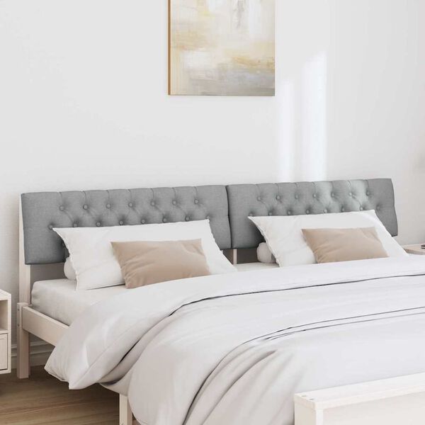 vidaXL Gestoffeerd hoofdbord Lichtgrijs 200 cm Massief grenenhout