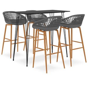 vidaXL 5-delige Barset zwart en grijs