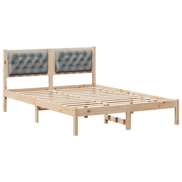 vidaXL Bedframe Lichtgrijs 140 x 190 cm Massief grenenhout