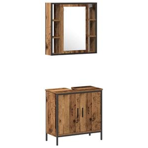 vidaXL Badkamermeubelset met plank met opslag 2 pcs Bruin Bewerkt hout
