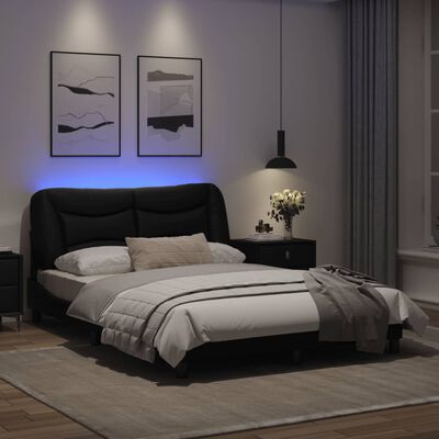 vidaXL Bedframe met LED-verlichting kunstleer zwart 120x200 cm